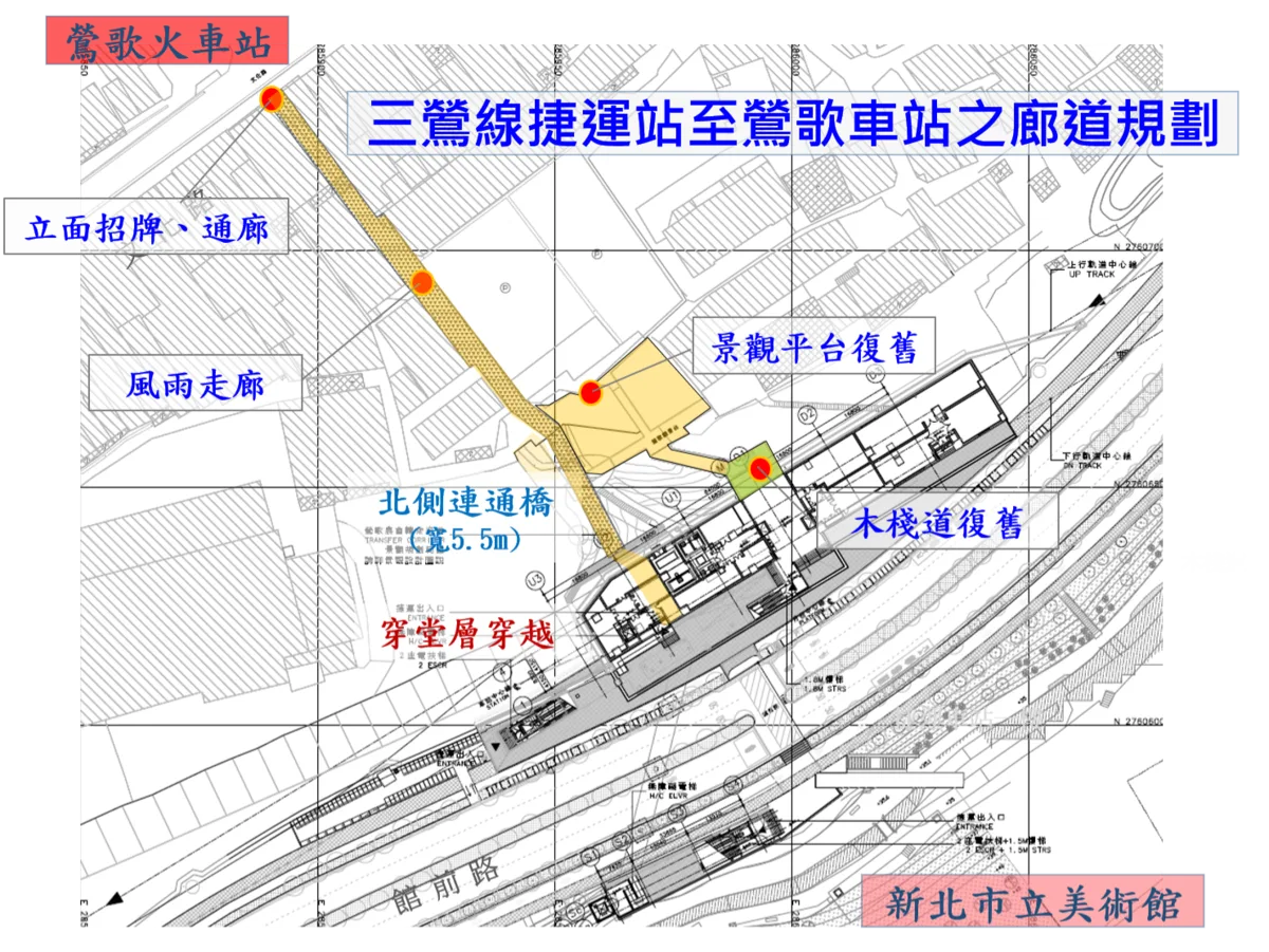 捷運三鶯線鶯歌車站農會通廊細部設計圖說(尚未核定，依核定為准)