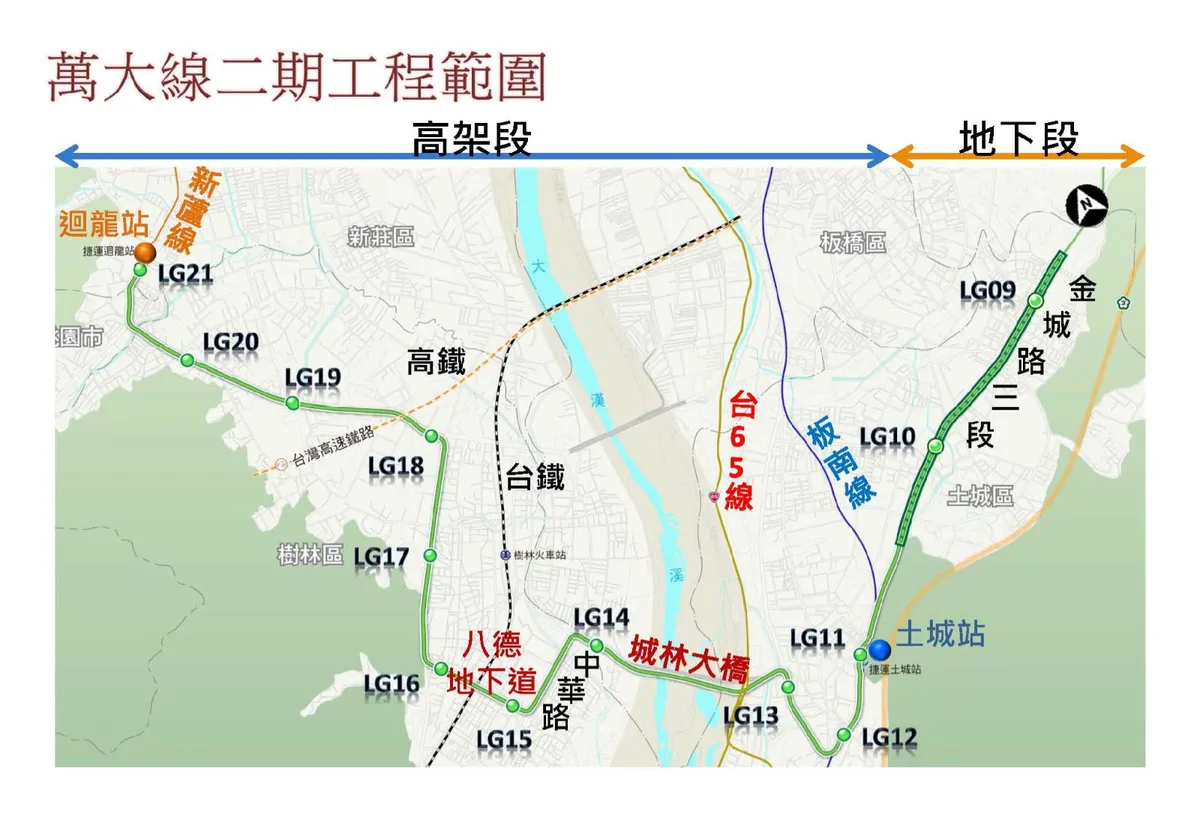 （圖說：萬大線二期工程範圍，