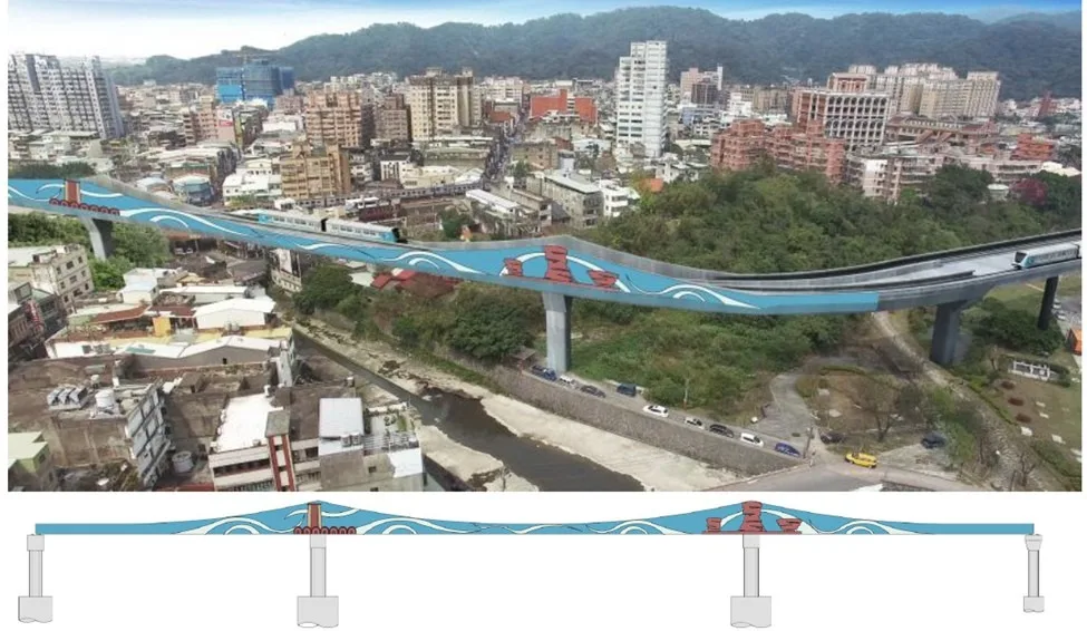 (魚鰭式混凝土造型橋模擬圖)