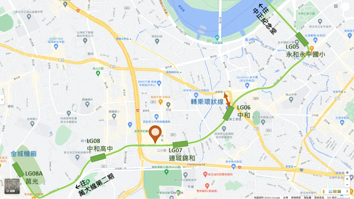 LG07站與中央避車線位置