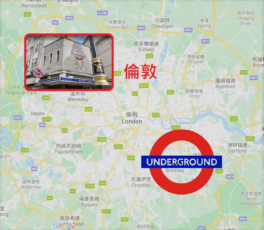 ▲倫敦地鐵圖及標誌