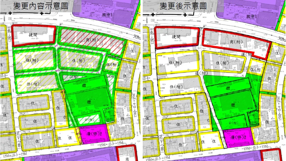 三峽復興路臺北大學站南側體育場用地變更內容（草案）示意圖