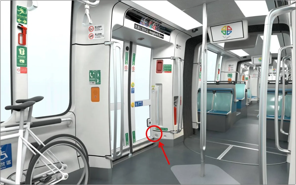 （圖說：上下車門處照明燈具安裝區域示意圖）