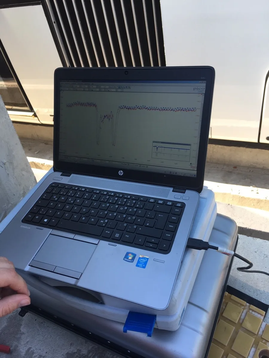 列車經過時紀錄電磁訊號中。
