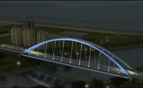 (鋼拱橋設計模擬3D圖，