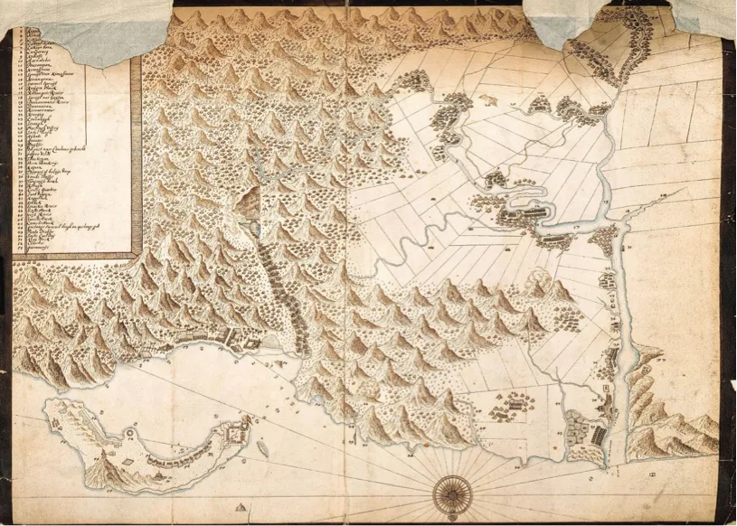 （圖說：1654年由荷蘭人所繪製的大臺北地區的地圖）