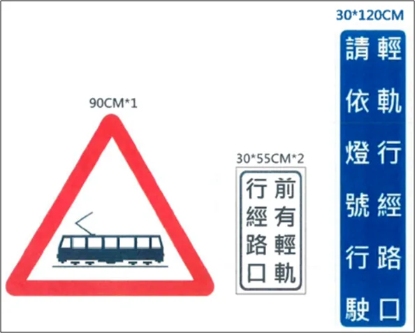 （圖說：淡海輕軌安全注意標示）