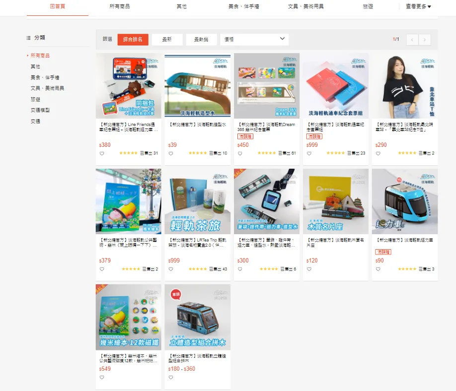 販賣產品全圖