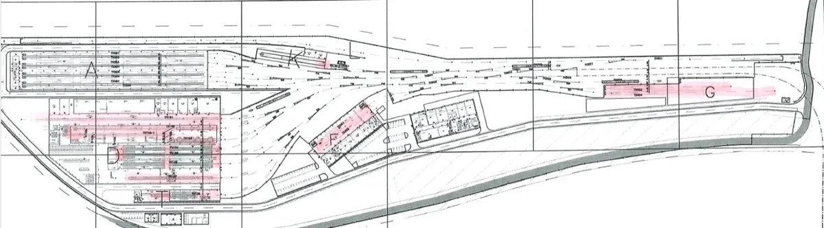 三鶯線機廠埋設式軌塗分布區域 (主維修廠→固定維修廠→倉儲區)