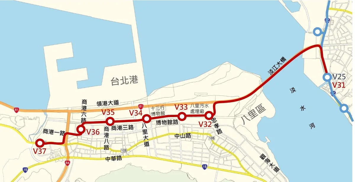 八里輕軌車站編號改以淡水端(現有網路側)作編號起始點。