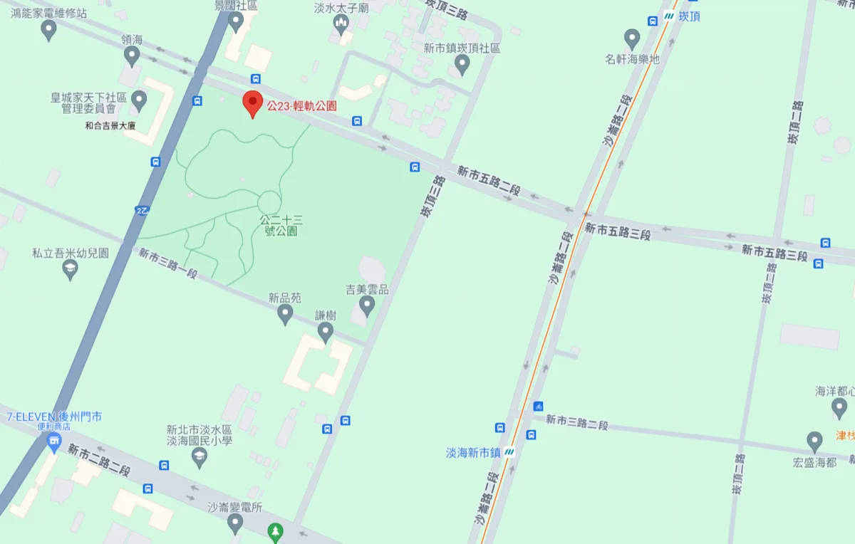 公23輕軌公園-路線圖