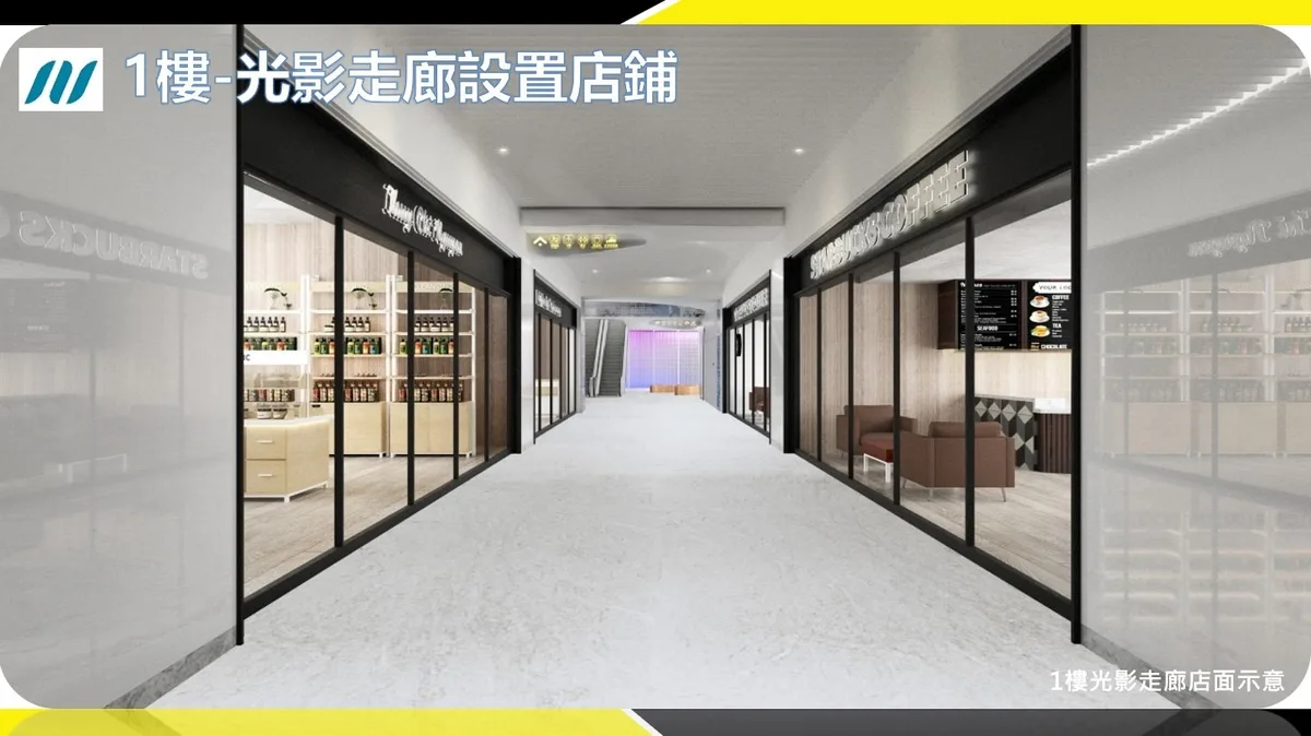 「新北環狀線秀朗橋站捷運開發案」1樓光影走廊店面示意圖