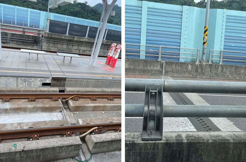 安坑輕軌K2兩旁的捷運軌道及橋體
