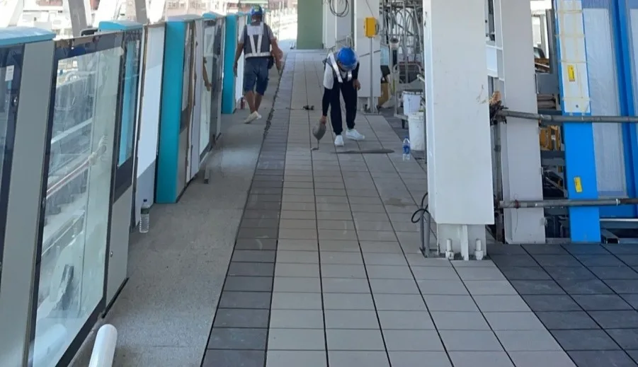 月台層地坪施作完成
