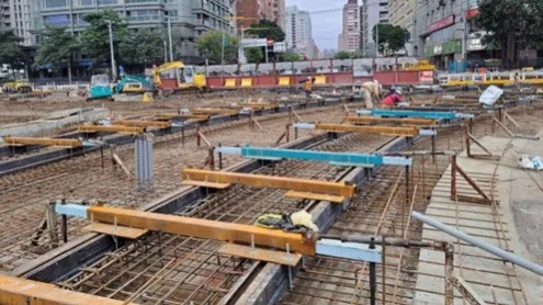 圍籬設置地點-中正路二段與沙崙路口往淡江大橋 (軌道預留施工)