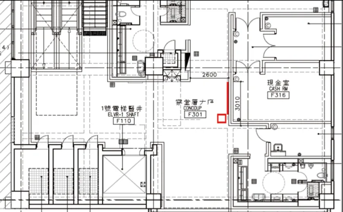 三鶯線媽祖田站(LB02)《時光行旅》作品位於3樓穿越層牆面之平面圖