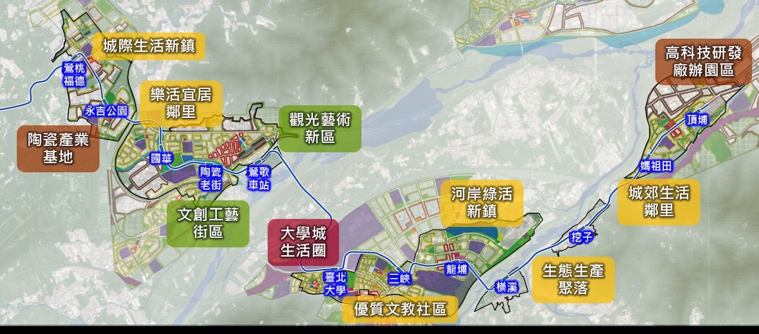 （圖說：捷運三鶯線車站周邊地區發展定位）