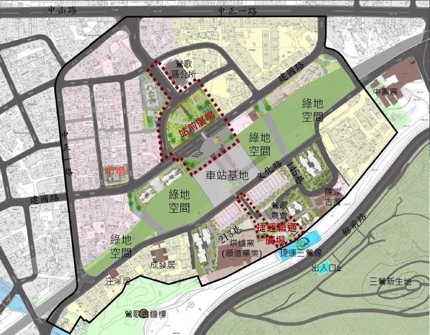鶯歌火車站周邊都市再生策略位置示意圖