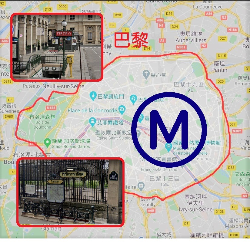 ▲巴黎地鐵圖及標誌