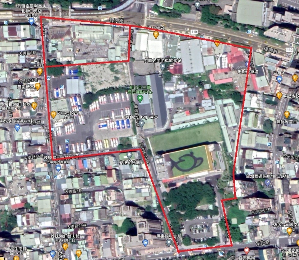 三峽區體育場用地範圍示意圖