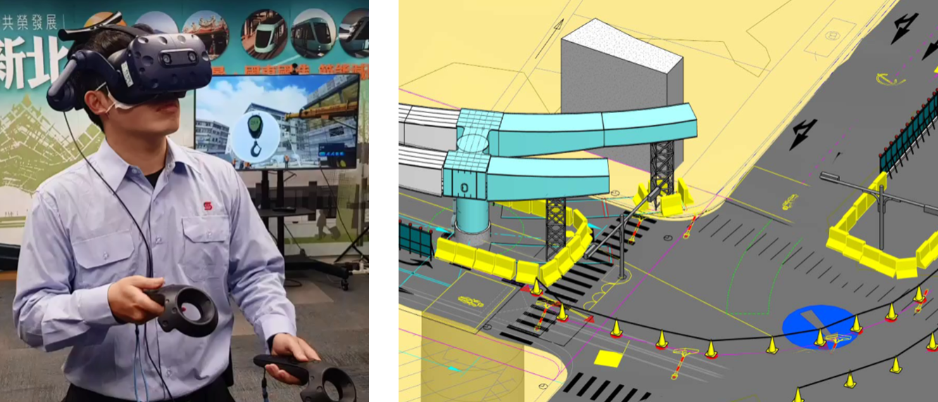 VR操作示意圖、BIM模擬施工流程圖