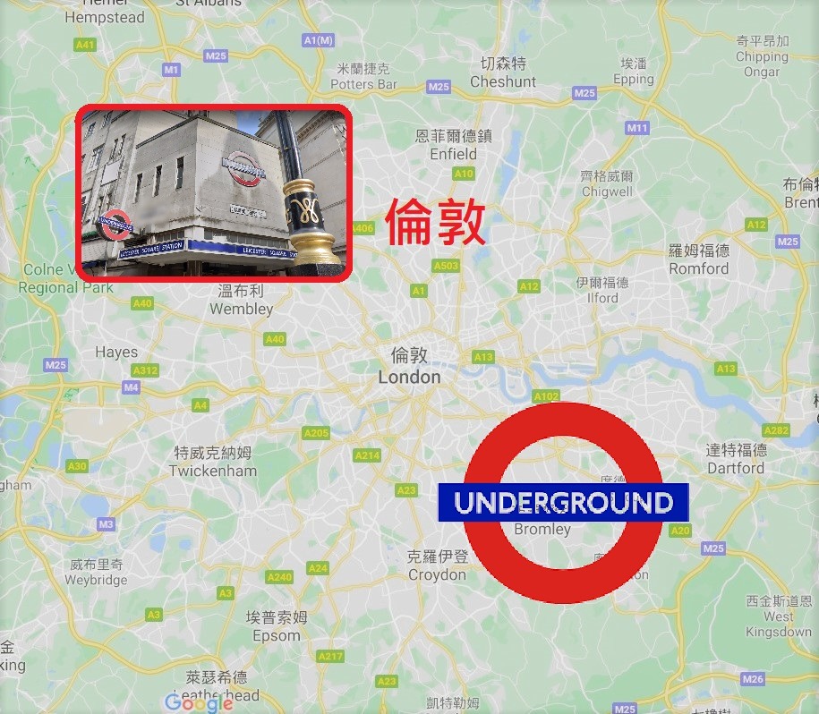 ▲倫敦地鐵圖及標誌