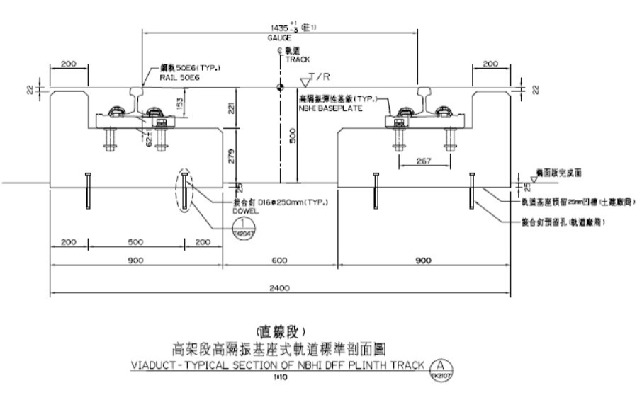 基座式軌道斷面施工圖