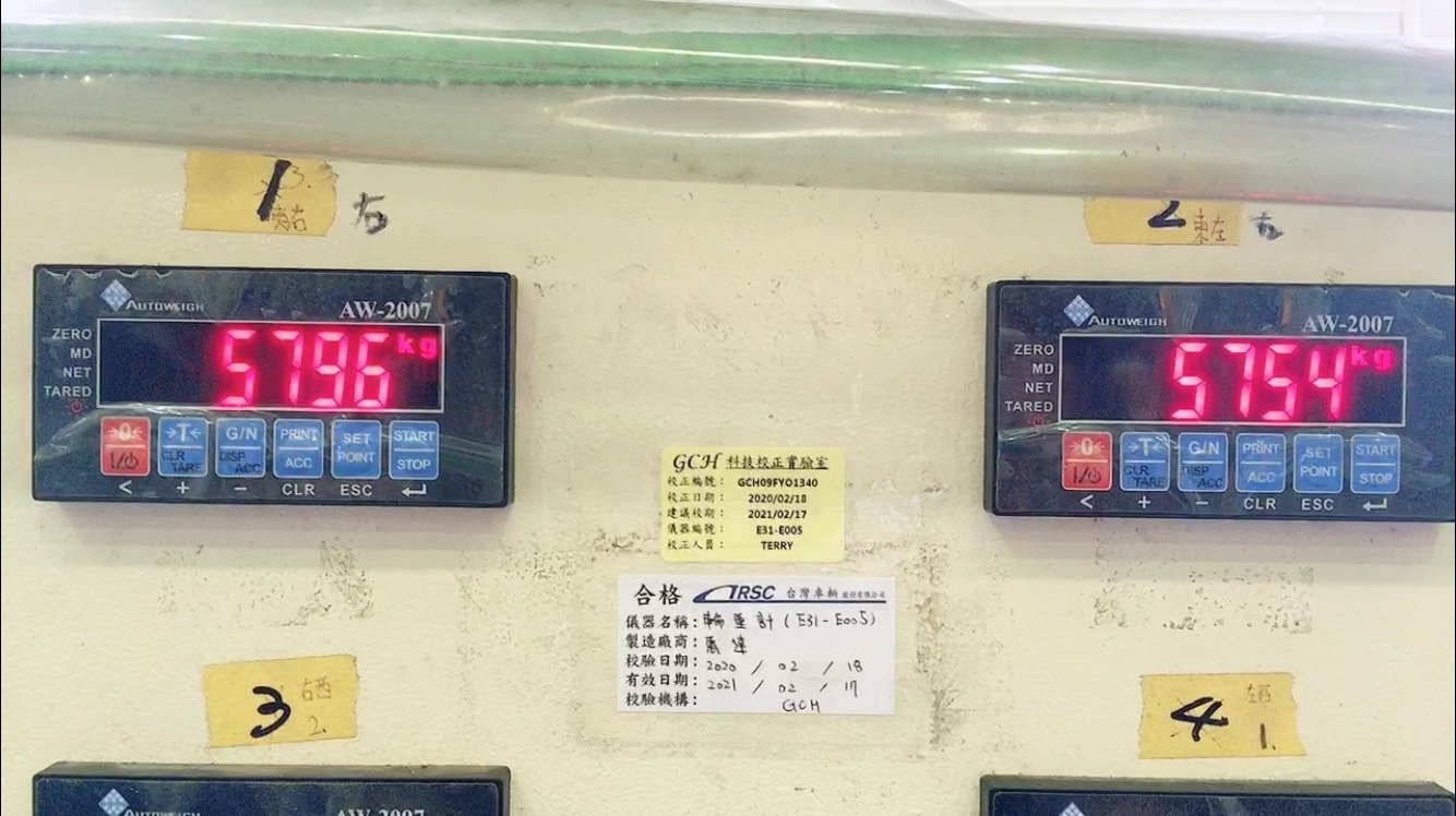 全載重量測數值(公斤)