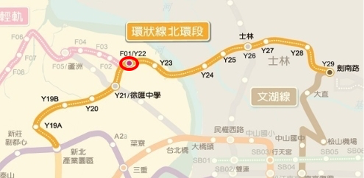 捷運環狀線北環段路線圖