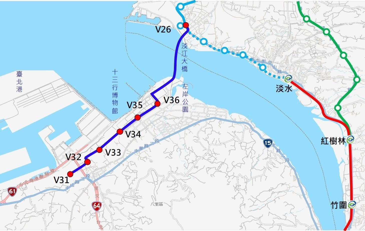 八里輕軌路線圖