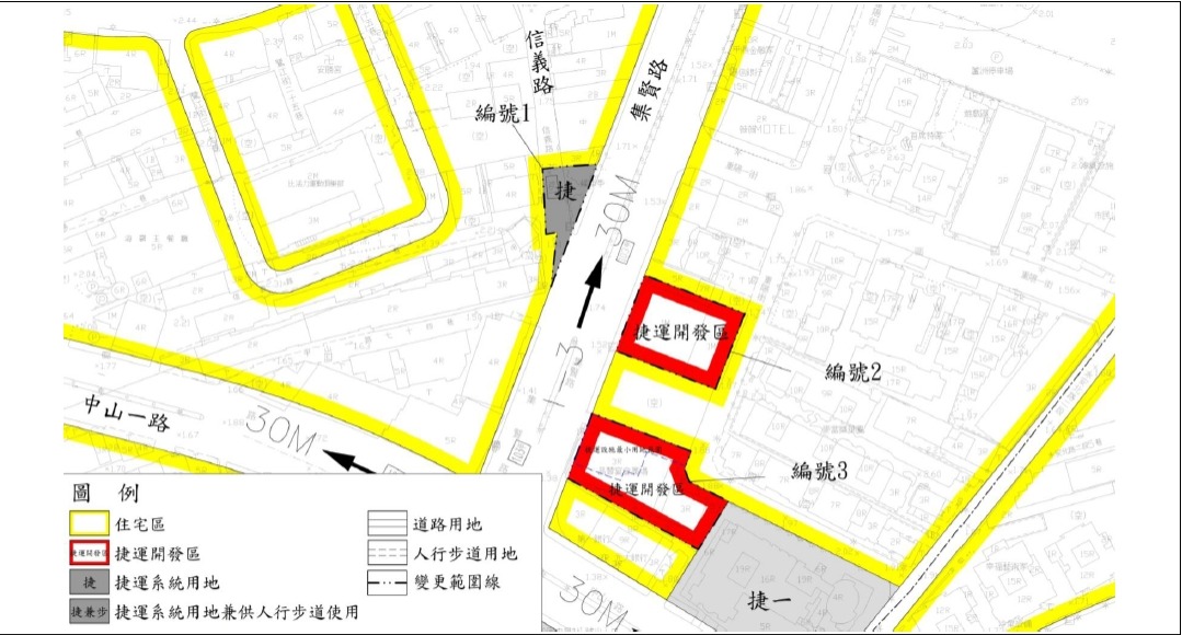 捷運環狀線北環段徐匯中學站捷運系統用地及捷運開發區示意圖/