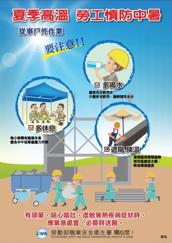 夏季高溫勞工慎防中暑
