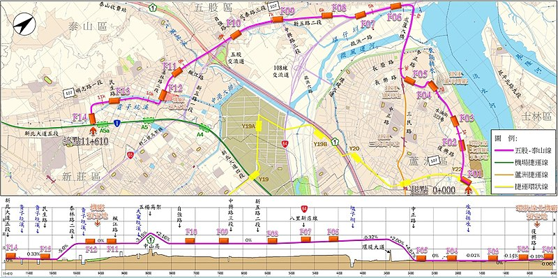 規劃中五泰輕軌路線圖