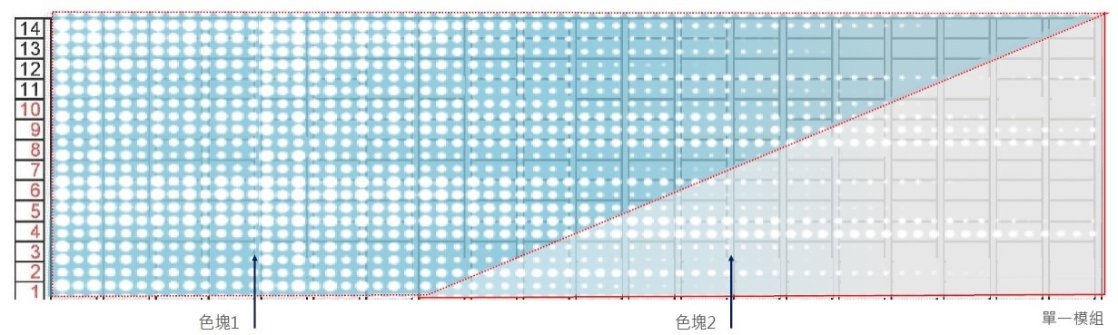 ▲利用網點大小不同的貼膜，創造立面動態變化