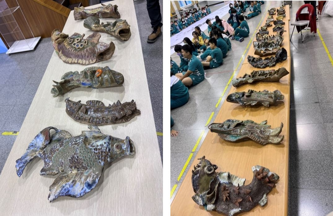 學生們栩栩如生創作的陶魚作品~
