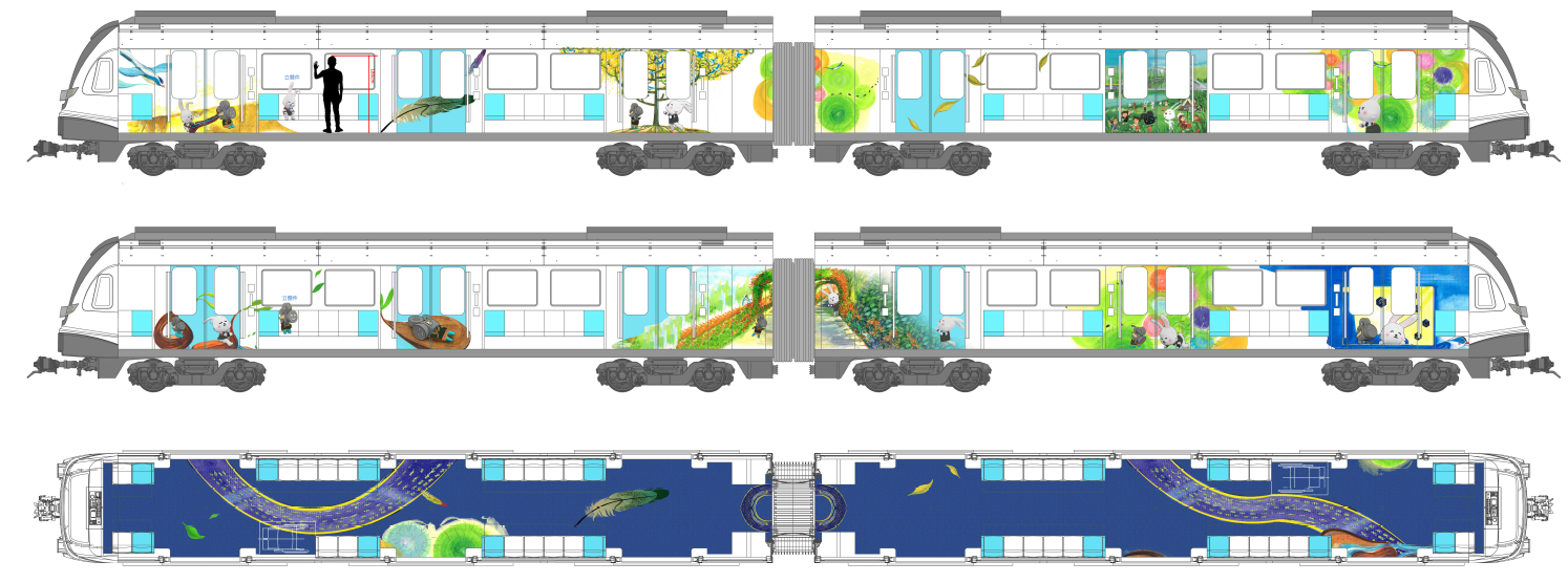 ▲三鶯線車廂主題列車內觀-原民文化風格