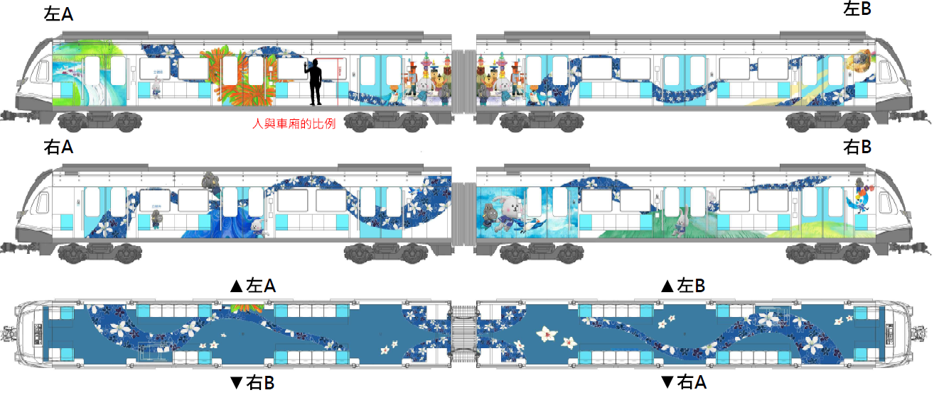 ▲三鶯線車廂主題列車內觀-客家文化風格