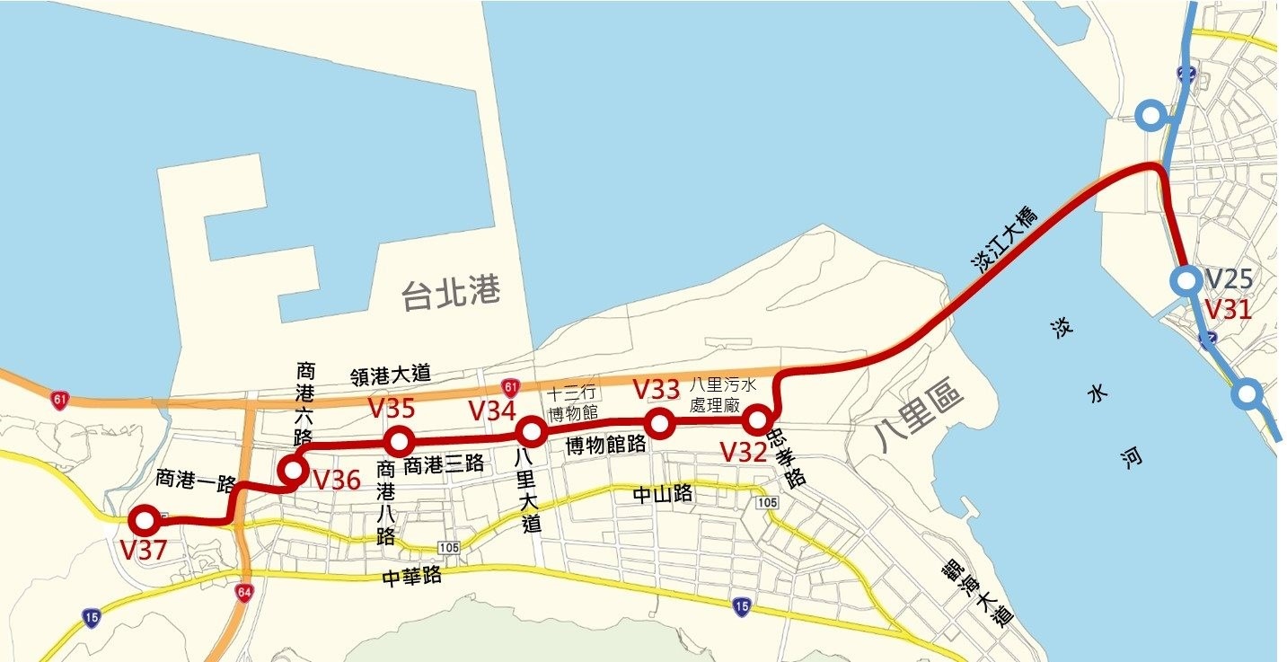 八里輕軌路網圖