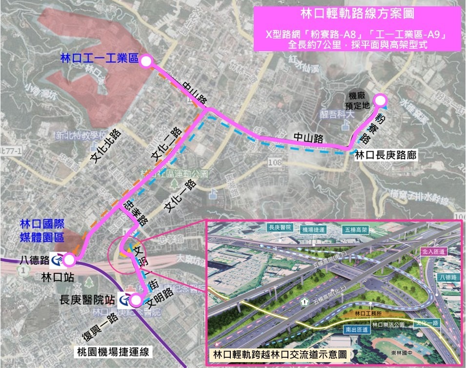 林口-長庚醫院路廊規劃示意圖