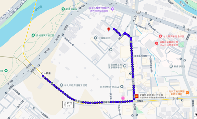 捷運十四張站走路前往路線
