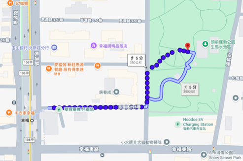 幸福站至頭前運動公園路線圖
